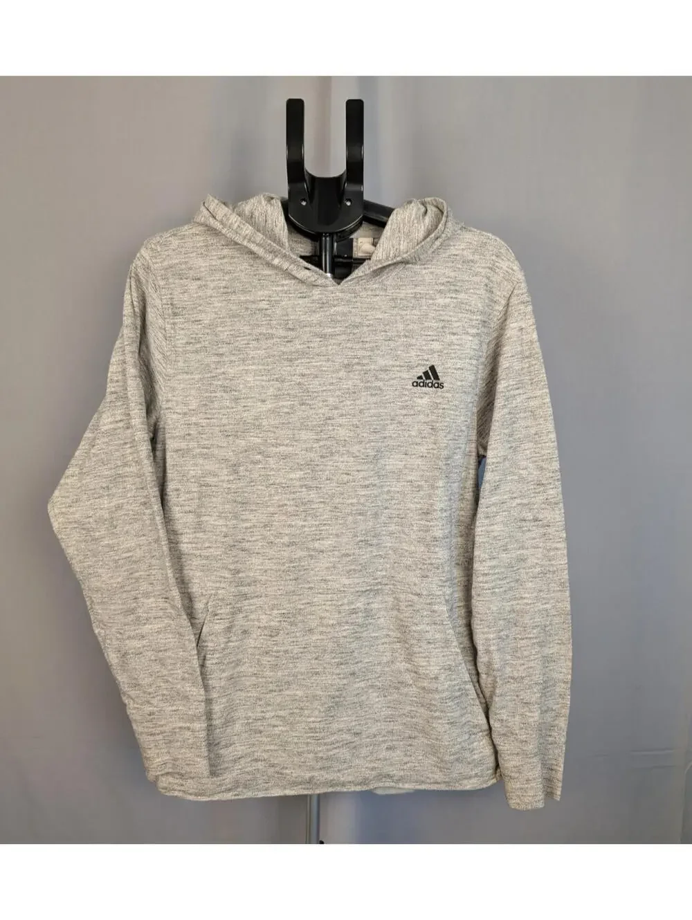 Adidas Men's Gray Heathered Pullover Hoodie Sweatshirt Size XL Cotton